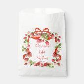 ストロベリーリボン弓コケット赤ちゃんシャワー好み フェイバーバッグ (正面)