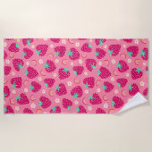 ストロベリーレインボーデイジーパターン ビーチタオル (正面)