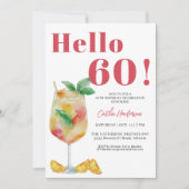 ストロベリーレッドカクテルドリンク60誕生日 招待状 (正面)