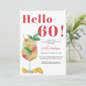 ストロベリーレッドカクテルドリンク60誕生日 招待状 (スタンド正面)