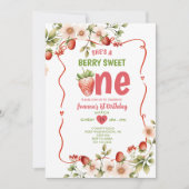 ストロベリーレッドスイートワンベリー1st誕生日 招待状 (正面)