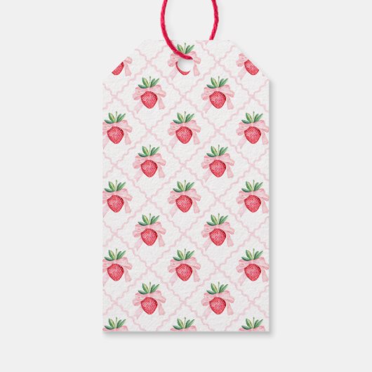ストロベリーレッドピクニックプレイドギフトラベル ギフトタグ (裏面)