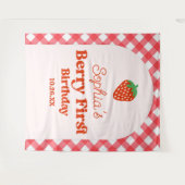 ストロベリーレッドピンクベリー第1誕生日パーティー タペストリー (正面(横))