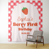 ストロベリーレッドピンクベリー第1誕生日パーティー タペストリー (インサイチュ)