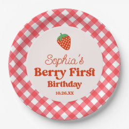 ストロベリーレッドピンクベリー第1誕生日パーティー ペーパープレート