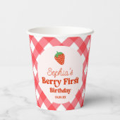 ストロベリーレッドピンクベリー第1誕生日パーティー 紙コップ (裏面)