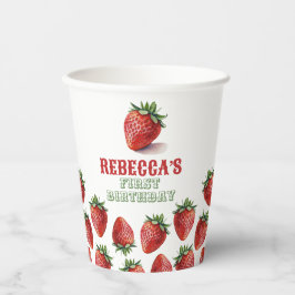 ストロベリーレッドベリースウィート1st誕生日紙カップ 紙コップ