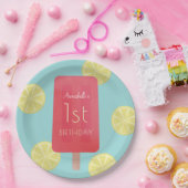 ストロベリーレモネードポプシクルガール誕生日 ペーパープレート (パーティー)