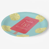 ストロベリーレモネードポプシクルガール誕生日 ペーパープレート (アングル)