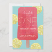 ストロベリーレモネードポプシクルガール1st誕生日 招待状 (正面)