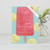 ストロベリーレモネードポプシクルバーチャル1st誕生日 招待状 (スタンド正面)