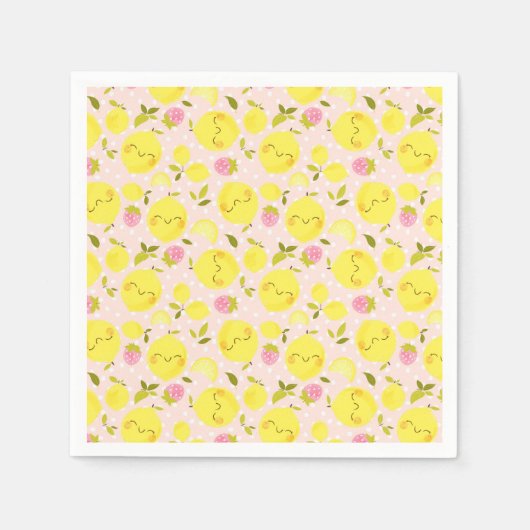 ストロベリーレモンピンク スタンダードカクテルナプキン (正面)