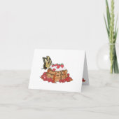 ストロベリーワッフルとバタフライ空白のアート サンキューカード (正面)