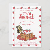 ストロベリーワッフルブランチ | 2つのスウィート誕生日 招待状 (正面)