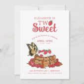 ストロベリーワフルバタフライ | 2つのスウィート誕生日 招待状 (正面)