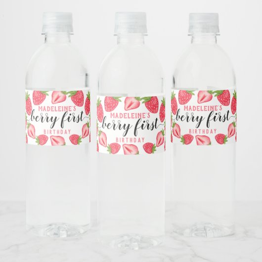 ストロベリーワンバースデーパーティーベリーファーストカスタム ペットボトルラベル (ボトル)