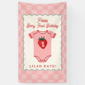 ストロベリーワンバースデー市松模様にディスーツ 横断幕 (縦)