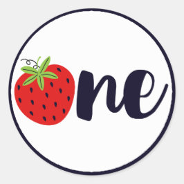 ストロベリーワン誕生日ガールベビー1st最初のパーティー ラウンドシール