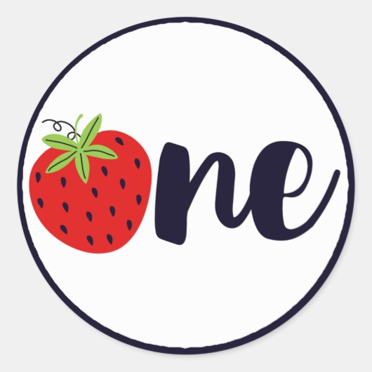 ストロベリーワン誕生日ガールベビー1st最初のパーティー ラウンドシール (正面)