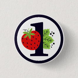 ストロベリーワン誕生日ガールベビー1st最初のパーティー 缶バッジ