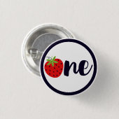 ストロベリーワン誕生日ガールベビー1st最初のパーティー 缶バッジ (正面&裏面)