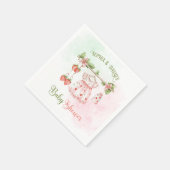 ストロベリーヴィンテージガールベビーシャワー スタンダードカクテルナプキン (角)