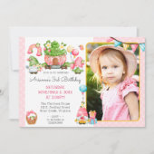 ストロベリー格言ガーデンガールの誕生日写真 招待状 (正面)