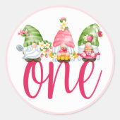 ストロベリー格言ガーデンベビーガールの誕生日C ラウンドシール (正面)