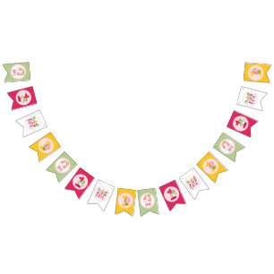 ストロベリー格言ガーデン小さな女の子誕生日 バンティングフラッグ