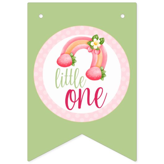 ストロベリー格言ガーデン小さな女の子誕生日 バンティングフラッグ (第1の旗)