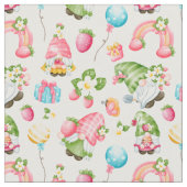 ストロベリー格言ガーデン小さな女の子誕生日 ファブリック (クローズアップ)