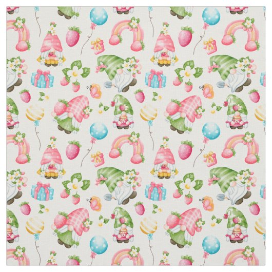 ストロベリー格言ガーデン小さな女の子誕生日 ファブリック (見本)