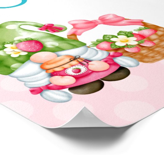 ストロベリー格言ガーデン小さな女の子誕生日 ポスター (角)