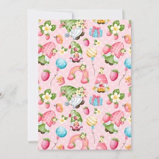 ストロベリー格言ガーデン小さな女の子誕生日 招待状 (裏面)