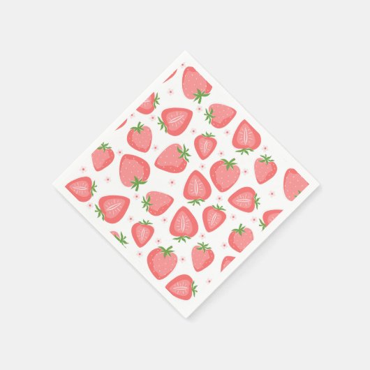 ストロベリー紙ナプキンズベリーファースト誕生日 スタンダードカクテルナプキン (角)