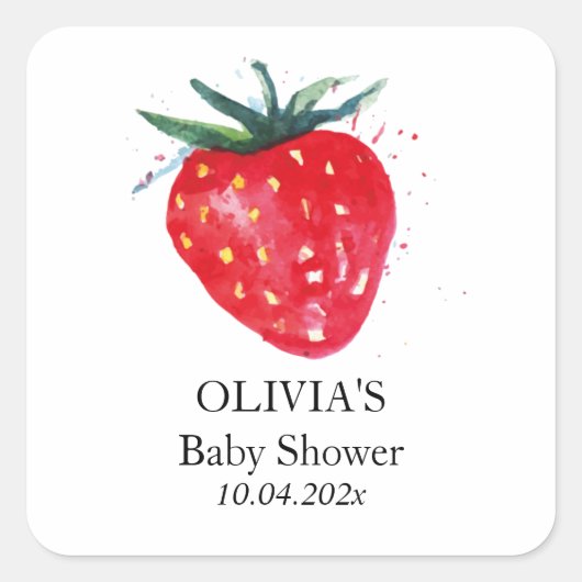 ストロベリー誕生日サンキューオファーギフトラベル スクエアシール (正面)