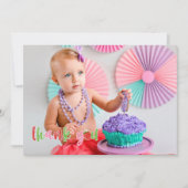 ストロベリー誕生日サンキューフォトカード 招待状 (正面)