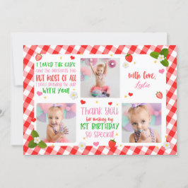ストロベリー誕生日サンキューフォトカード 招待状