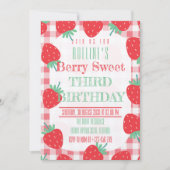 ストロベリー誕生日スウィートベリーパーティー 招待状 (正面)