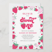 ストロベリー誕生日スウィートワンベリー1st誕生日 招待状 (正面)