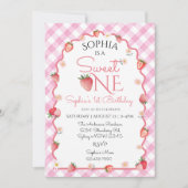 ストロベリー誕生日スウィートワンベリー1st誕生日 招待状 (正面)