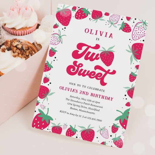 ストロベリー誕生日ツスイートベリーバースデーパーティー 招待状
