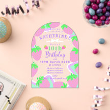 ストロベリー誕生日パステル招待状カード