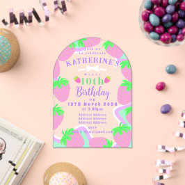 ストロベリー誕生日パステル招待状カード アクリル招待状