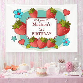 ストロベリー誕生日パーティーのオーダーメイド 横断幕