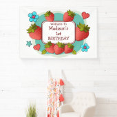 ストロベリー誕生日パーティーのオーダーメイド 横断幕 (インサイチュ)