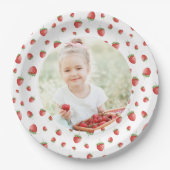 ストロベリー誕生日写真 ペーパープレート (正面)