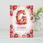 ストロベリー誕生日招待状レターGケーキデザイン 招待状 (スタンド正面)