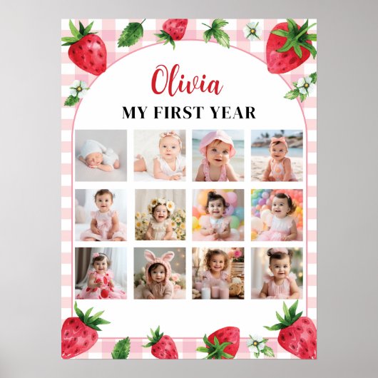 ストロベリー誕生日12フォトマイルストーンポスター ポスター (正面)