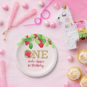 ストロベリー1stバースデーガールレッド素朴紙プラット ペーパープレート (パーティー)